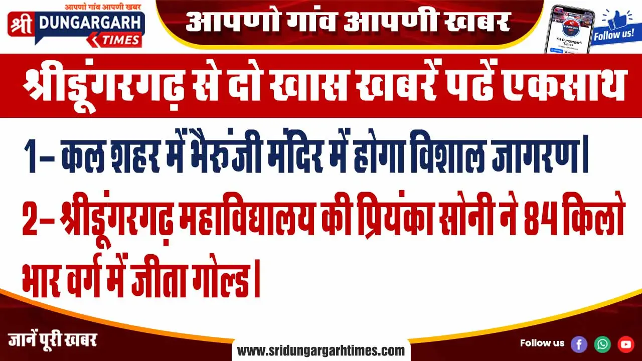 श्रीडूंगरगढ़ से दो खास खबरें पढें एकसाथ