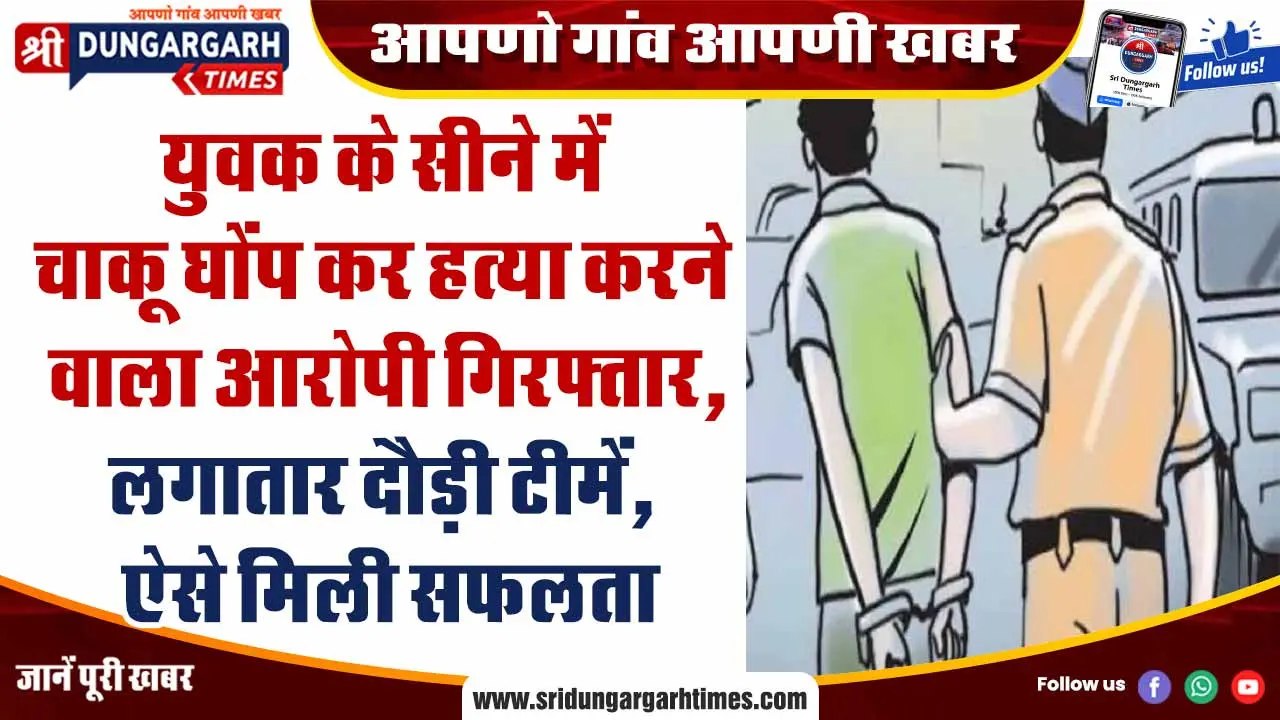 युवक के सीने में चाकू घोंप कर हत्या करने वाला आरोपी गिरफ्तार, लगातार दौड़ी टीमें, ऐसे मिली सफलता