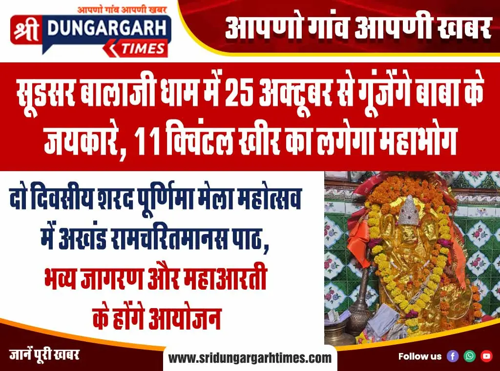दो दिवसीय शरद पूर्णिमा मेला महोत्सव में अखंड रामचरितमानस पाठ, भव्य जागरण और महाआरती के होंगे आयोजन