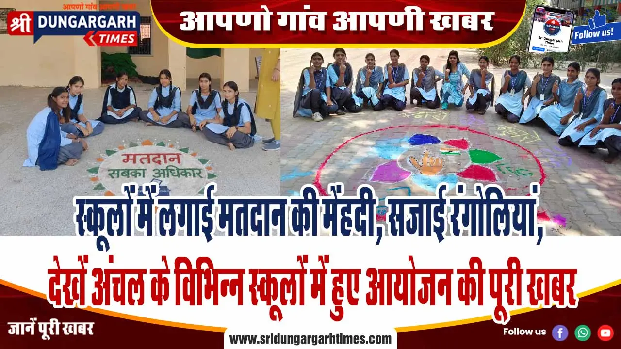 स्कूलों में लगाई मतदान की मेंहदी, सजाई रंगोलियां, देखें अंचल के विभिन्न स्कूलों में हुए आयोजन की पूरी खबर