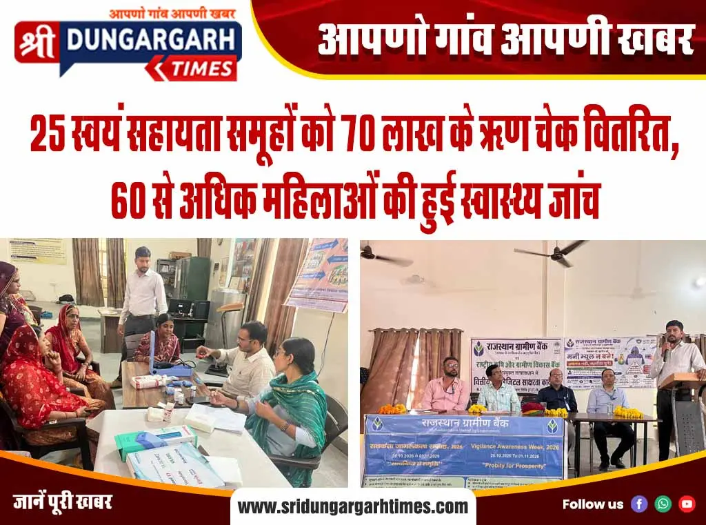 25 स्वयं सहायता समूहों को 70 लाख के ऋण चेक वितरित, 60 से अधिक महिलाओं की हुई स्वास्थ्य जांच