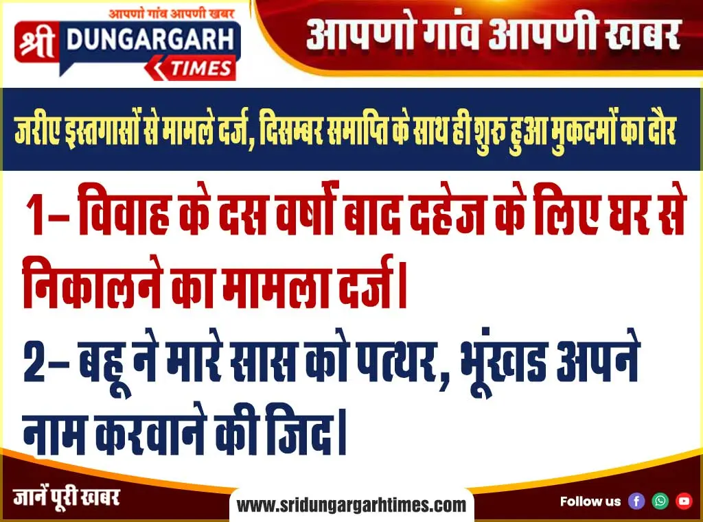 जरिए इस्तगासों से मामले दर्ज, दिसम्बर समाप्ति के साथ ही शुरू हुआ मुकदमों का दौर।