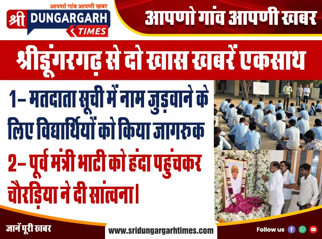 श्रीडूंगरगढ़ से दो खास खबरें एकसाथ