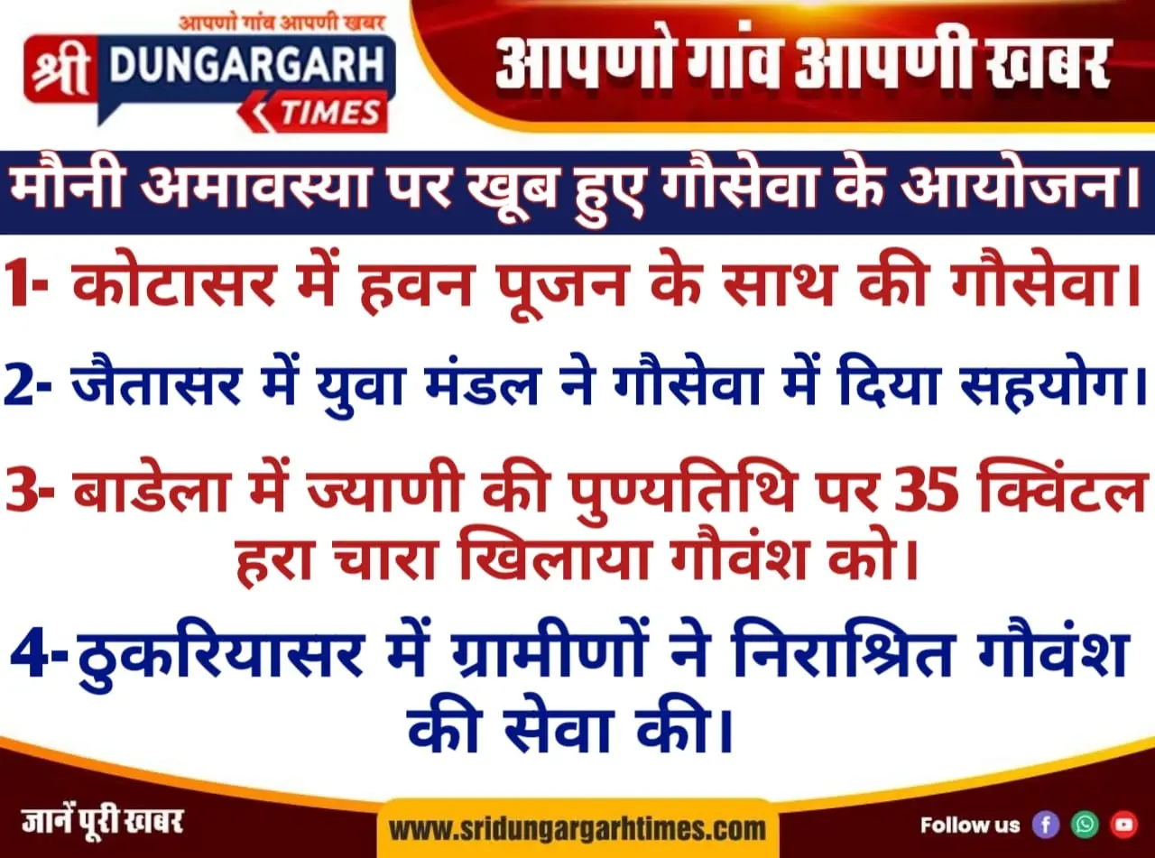 मौनी अमावस्या पर खूब हुए गौसेवा के आयोजन।