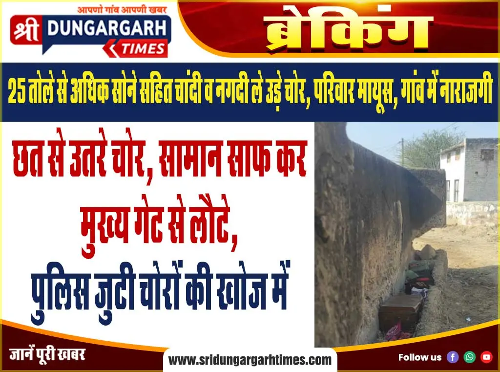 छत से उतरे चोर, सामान साफ कर मुख्य गेट से लौटे, पुलिस जुटी चोरों की खोज में