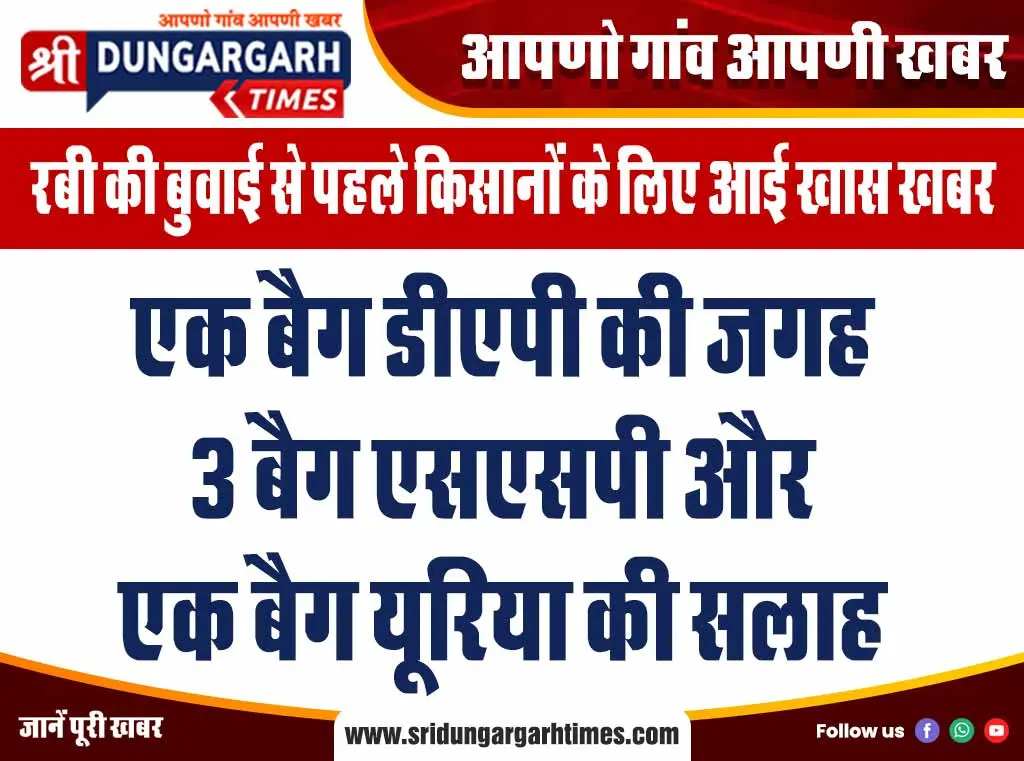 एक बैग डीएपी की जगह 3 बैग एसएसपी और एक बैग यूरिया की सलाह