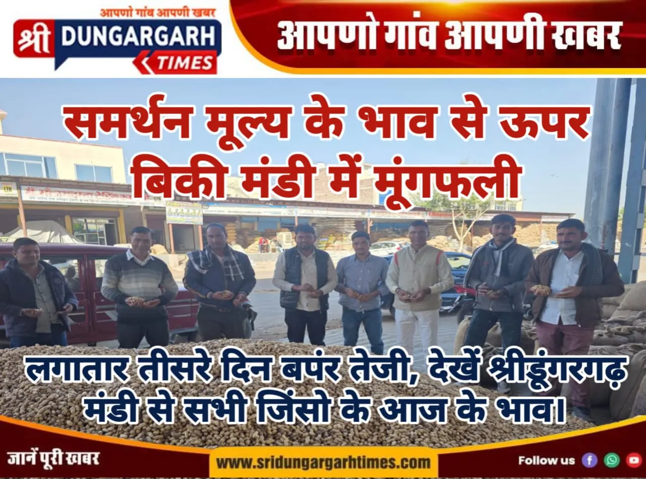 लगातार तीसरे दिन बपंर तेजी, देखें श्रीडूंगरगढ़ मंडी से सभी जिंसो के आज के भाव।